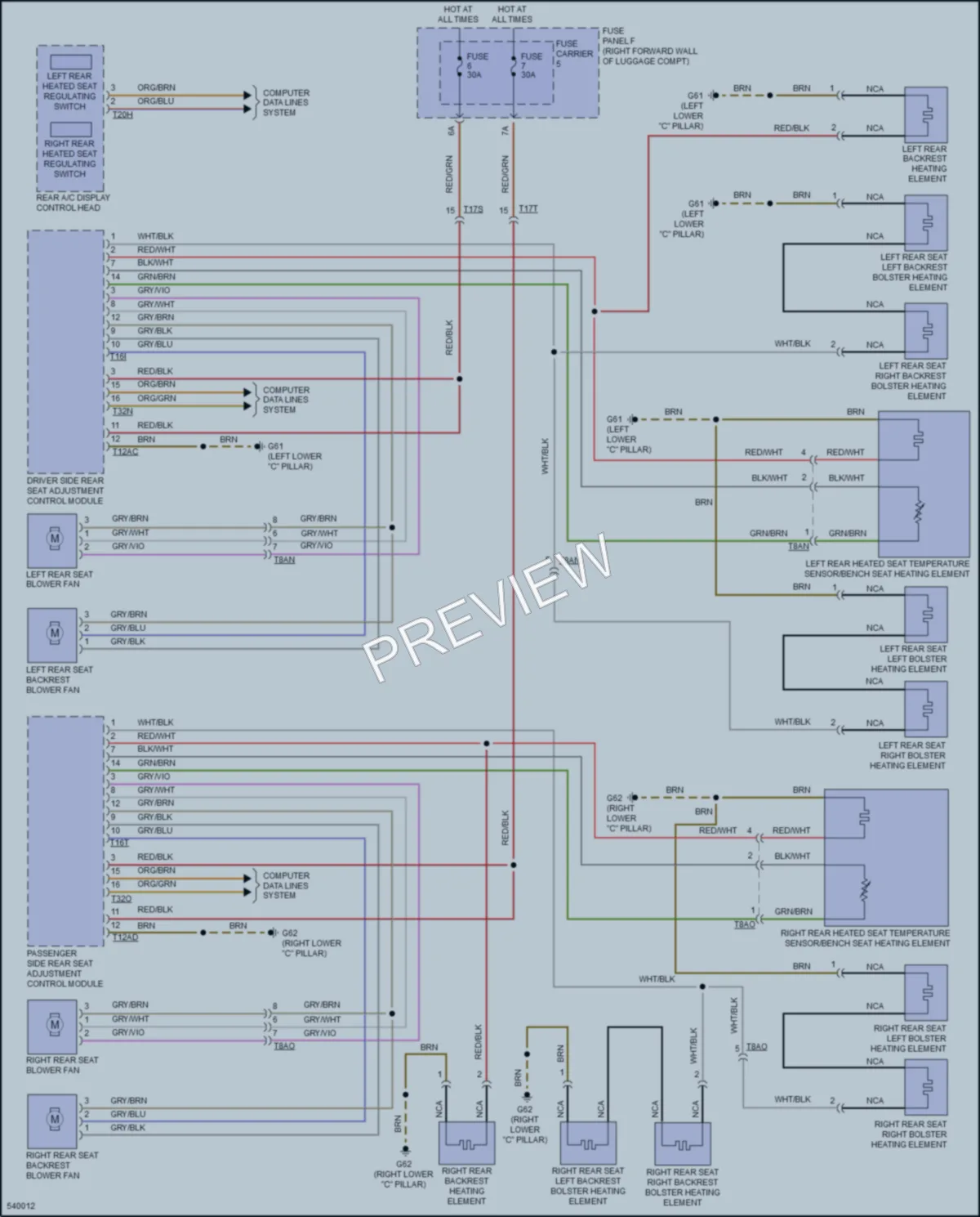 2017 Audi A8L Power Seats wiring diagram preview