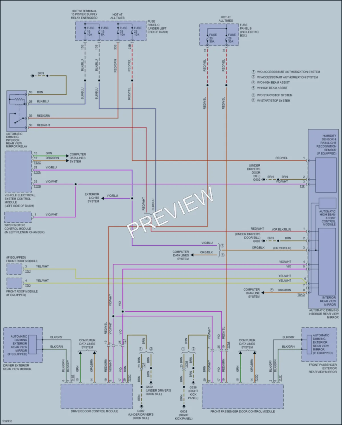 2017 Audi Q3 Power Mirrors wiring diagram preview
