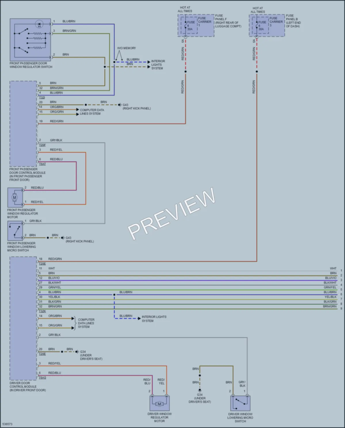 2017 Audi RS7 Power Windows wiring diagram preview