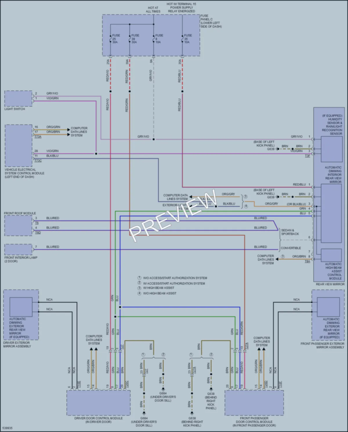 2017 Audi S3 Power Mirrors wiring diagram preview
