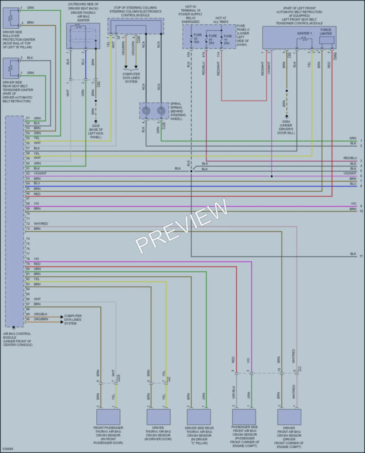 2017 Audi S3 Supplemental Restraints wiring diagram preview