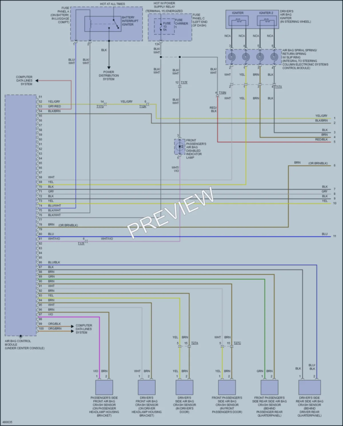 2017 Audi S5 Supplemental Restraints wiring diagram preview