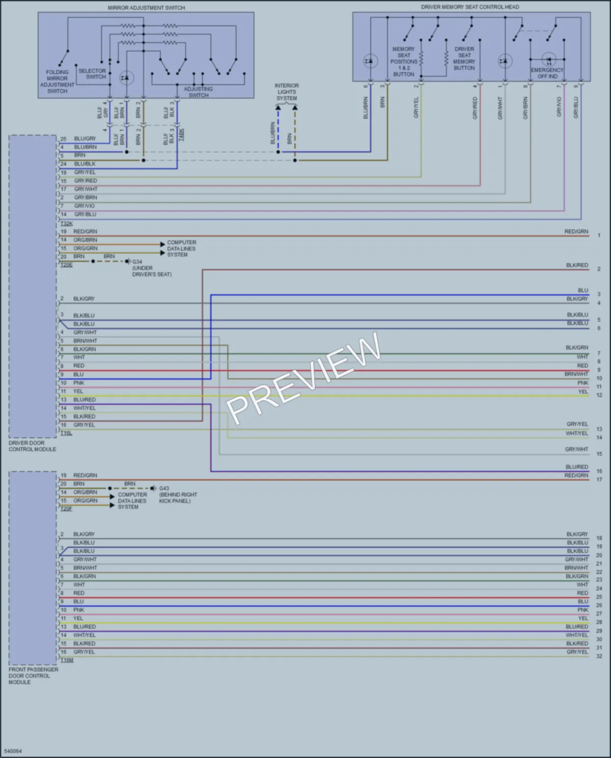 2017 Audi S6 Memory Systems wiring diagram preview