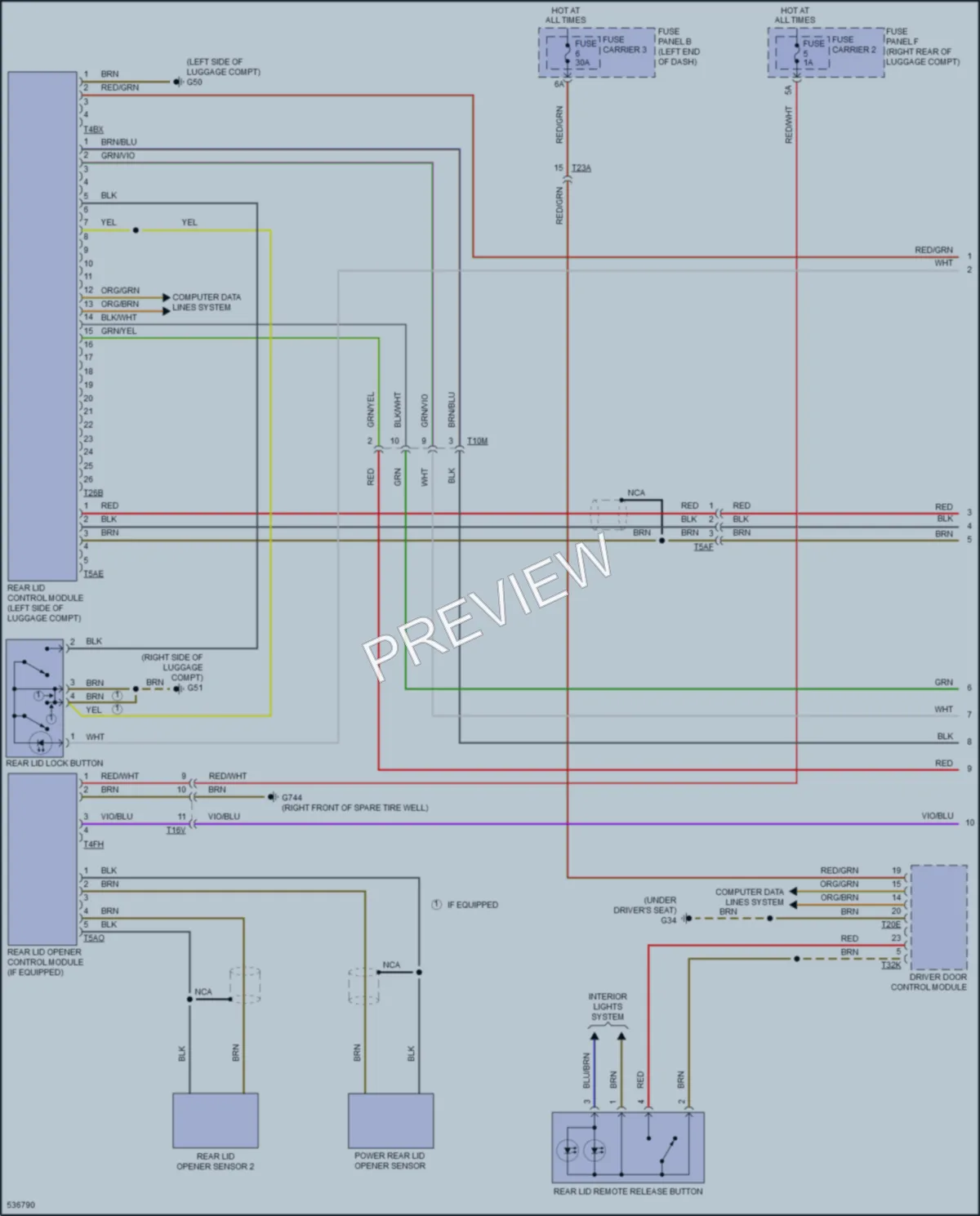 2017 Audi S6 Trunk Tailgate Fuel Door wiring diagram preview