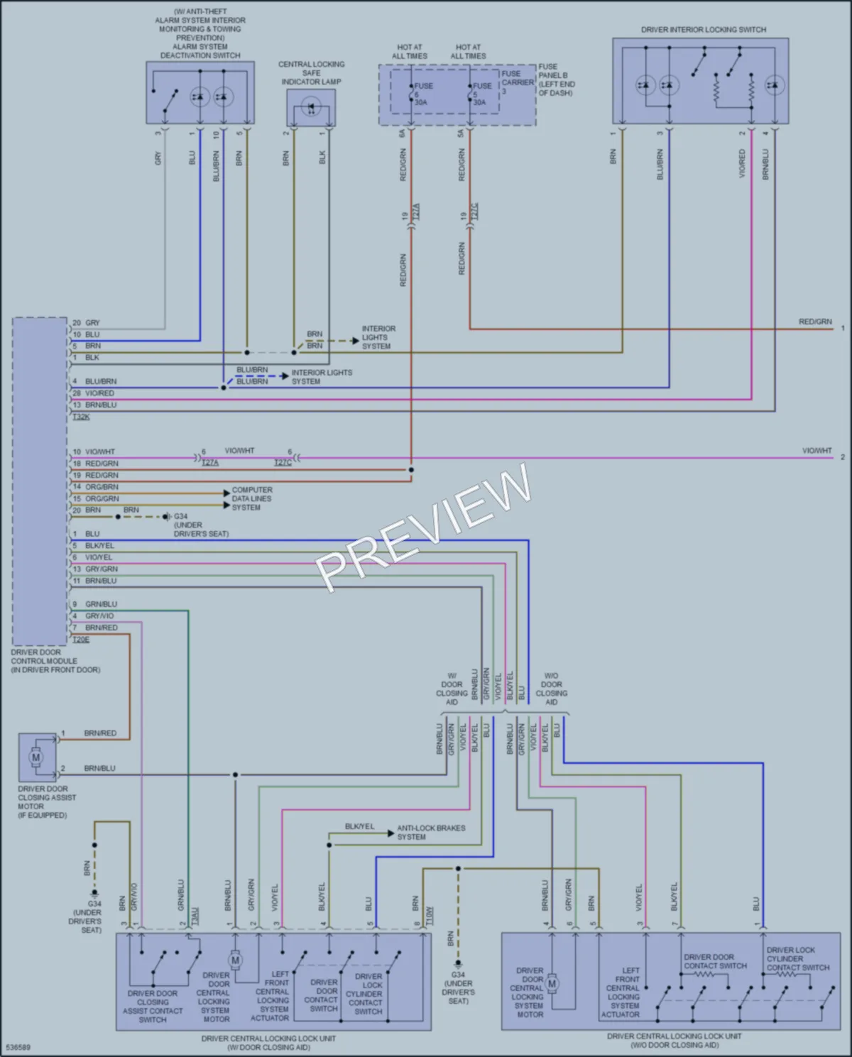 2017 Audi S7 Power Door Locks wiring diagram preview