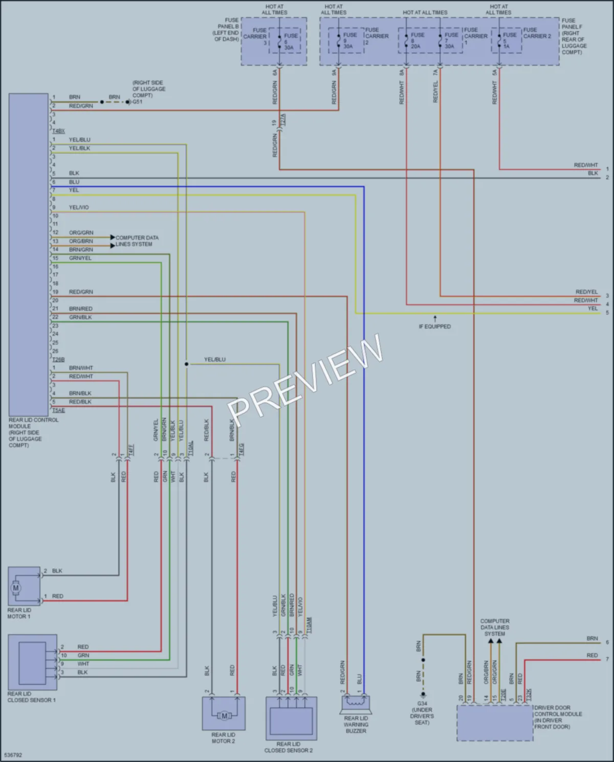 2017 Audi S7 Trunk Tailgate Fuel Door wiring diagram preview