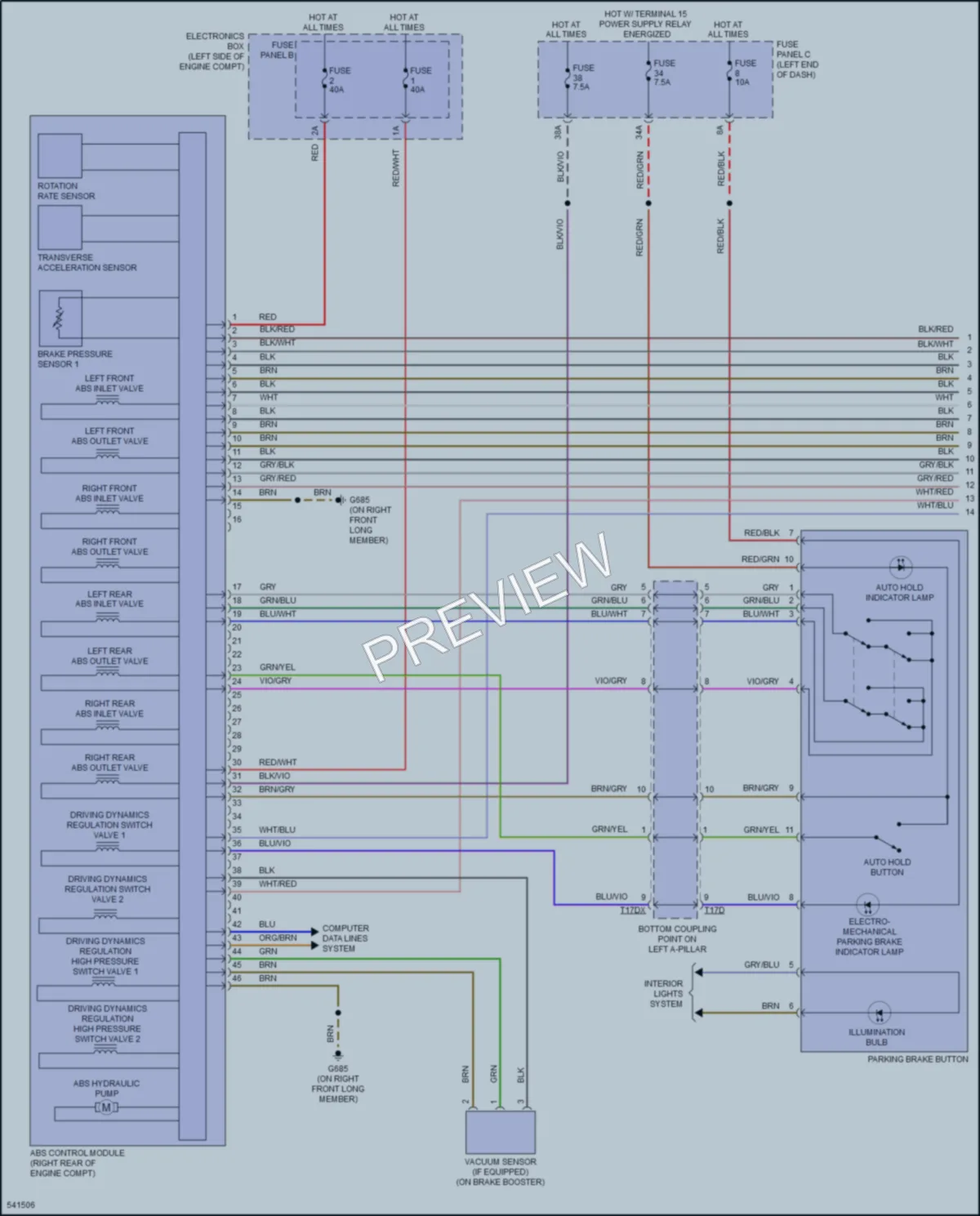 2017 Audi TT Anti Lock Brakes wiring diagram preview