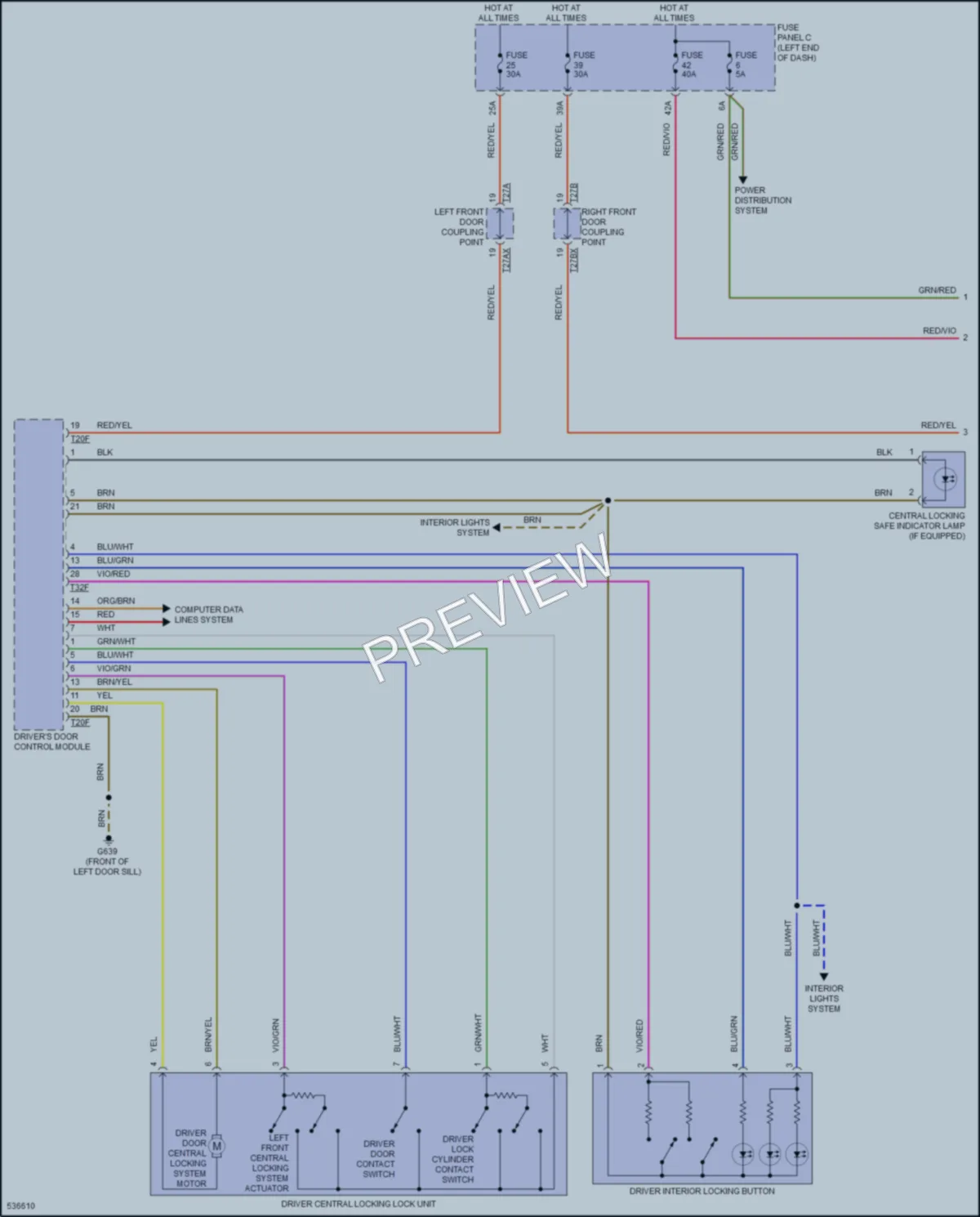 2017 Audi TT Power Door Locks wiring diagram preview