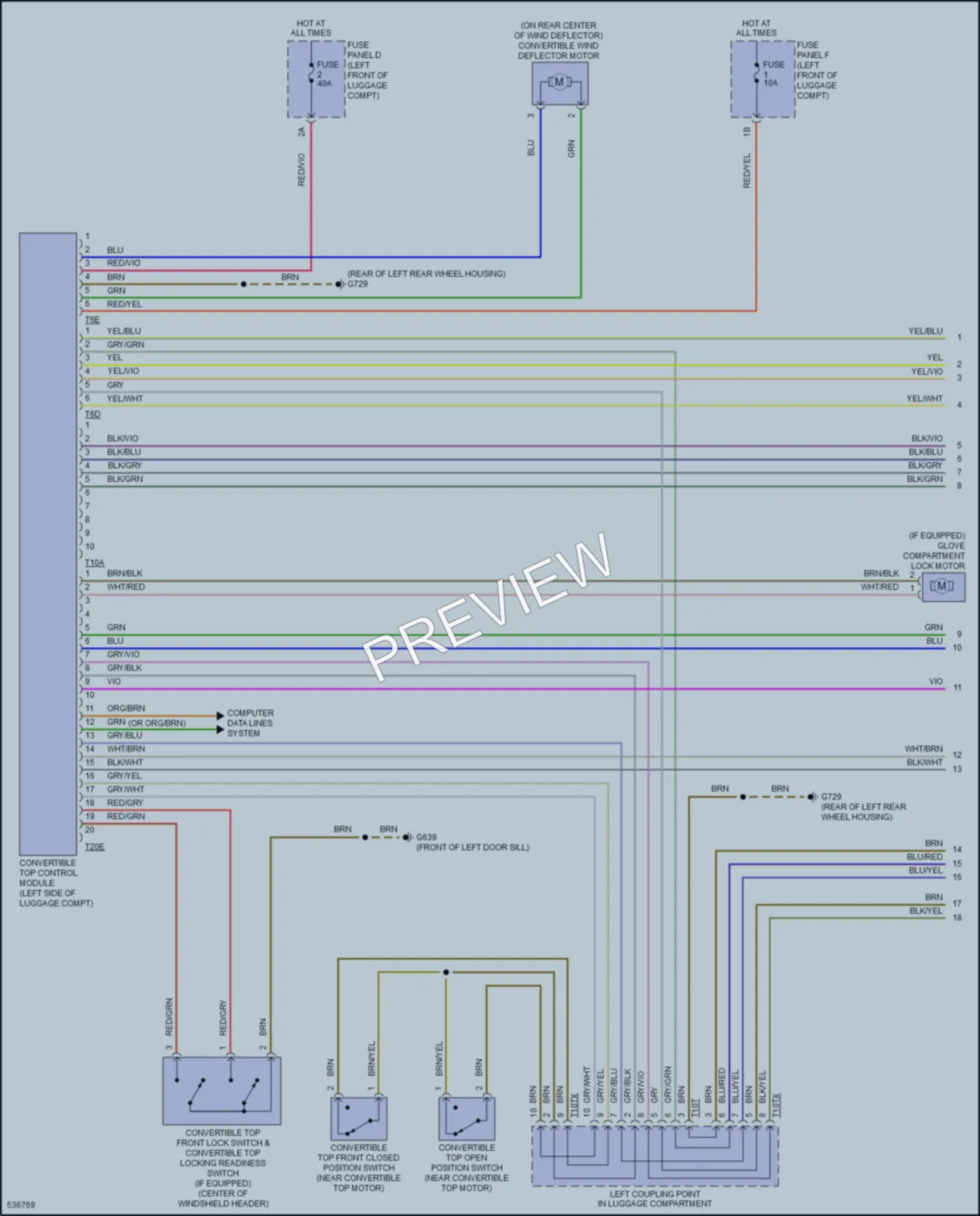 2017 Audi TT Power Top Sunroof wiring diagram preview