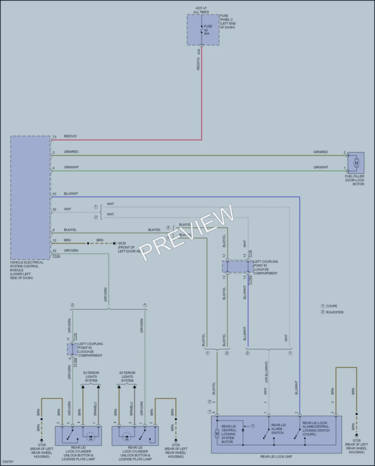 2017 Audi TT Trunk Tailgate Fuel Door wiring diagram preview
