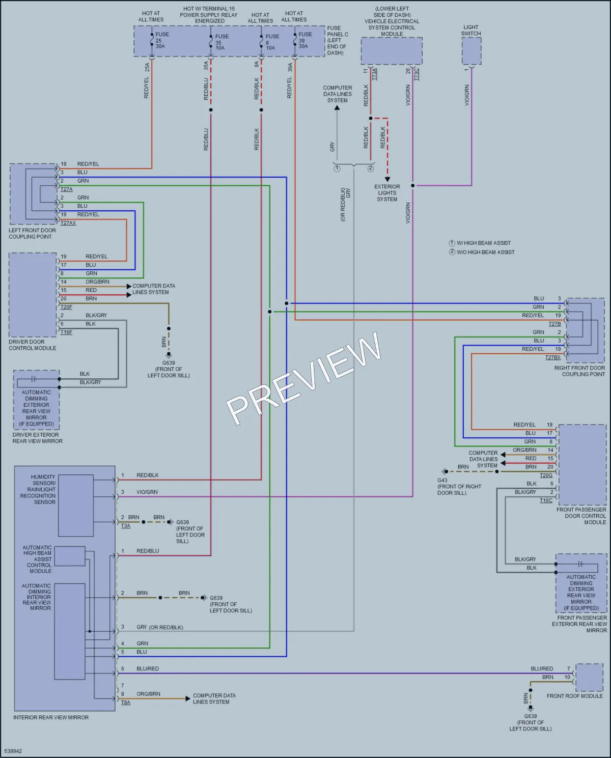 2017 Audi TTS Power Mirrors wiring diagram preview