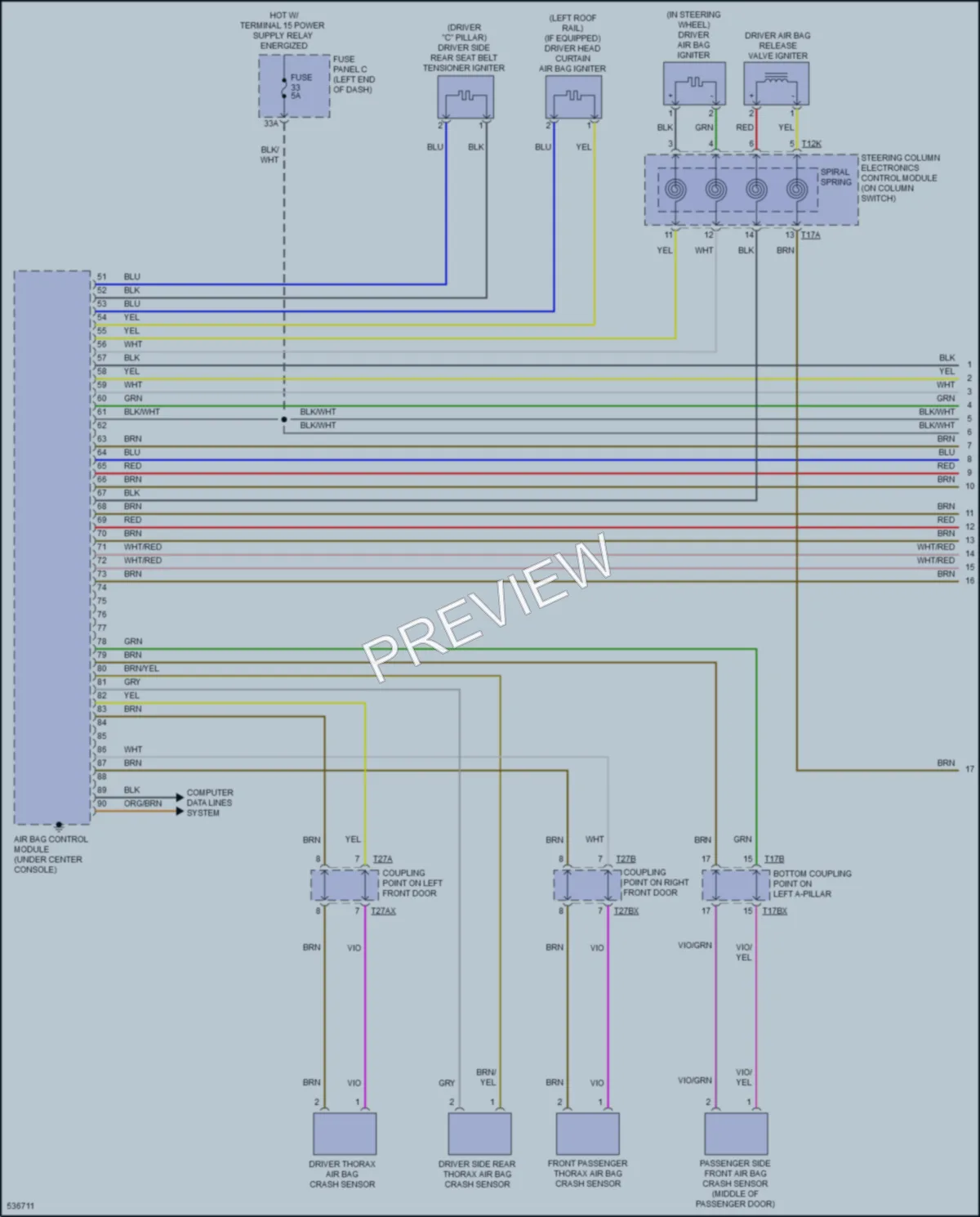 2017 Audi TTS Supplemental Restraints wiring diagram preview