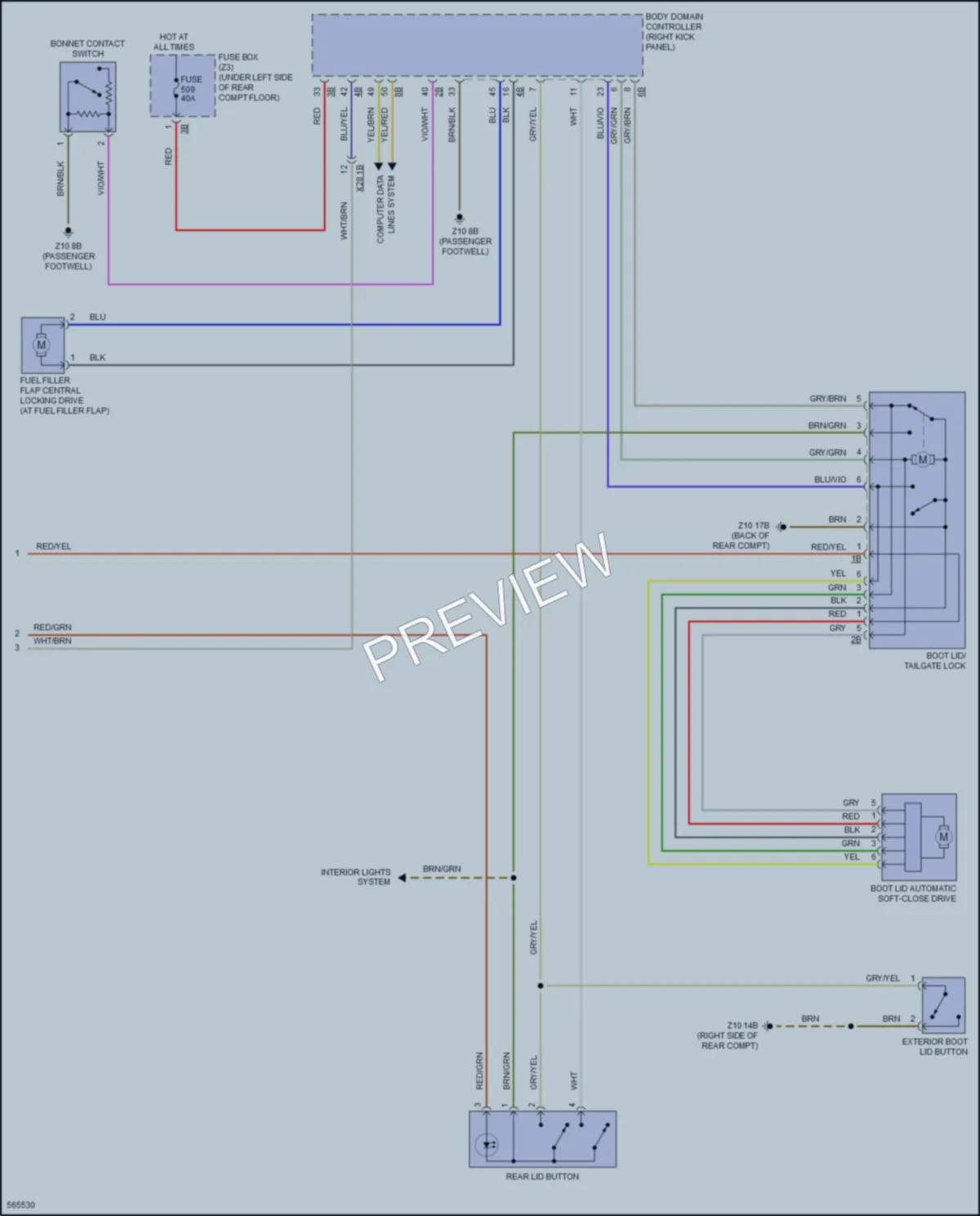 2017 BMW X5M Trunk Tailgate Fuel Door wiring diagram preview