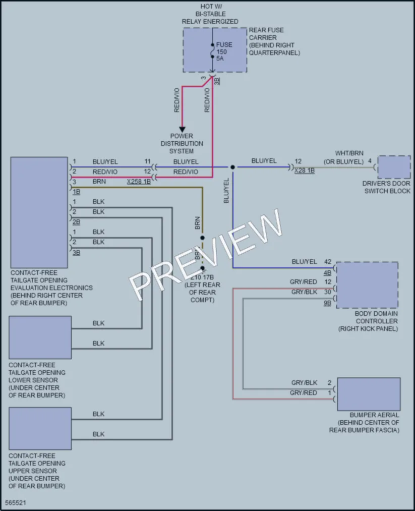 2017 BMW X6 Trunk Tailgate Fuel Door wiring diagram preview