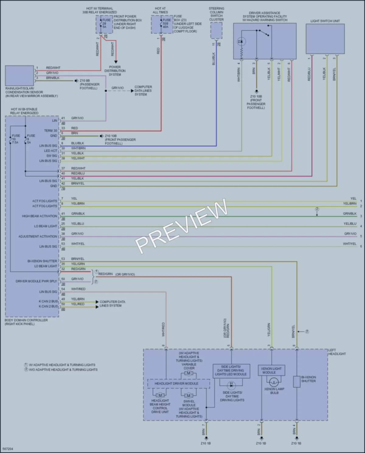 2017 BMW X6M Headlights wiring diagram preview