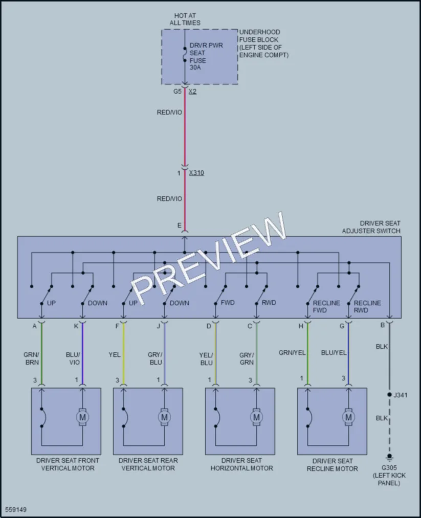 2017 Buick LaCrosse Power Seats wiring diagram preview