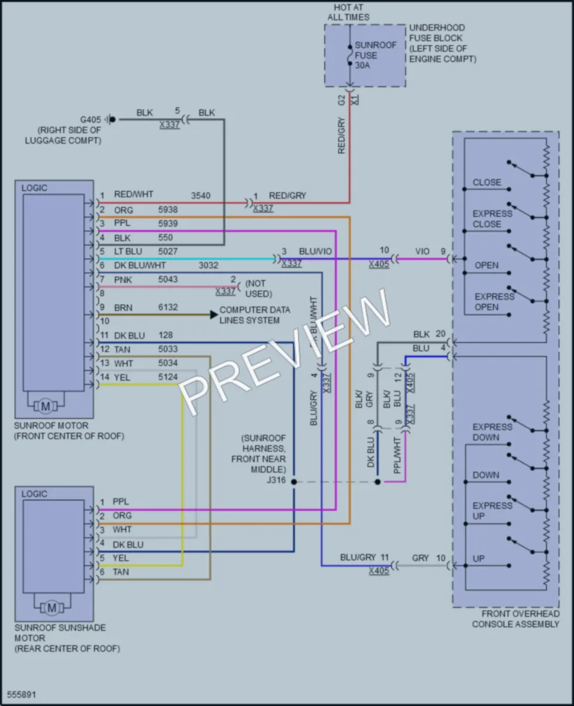 2017 Buick LaCrosse Power Top Sunroof wiring diagram preview