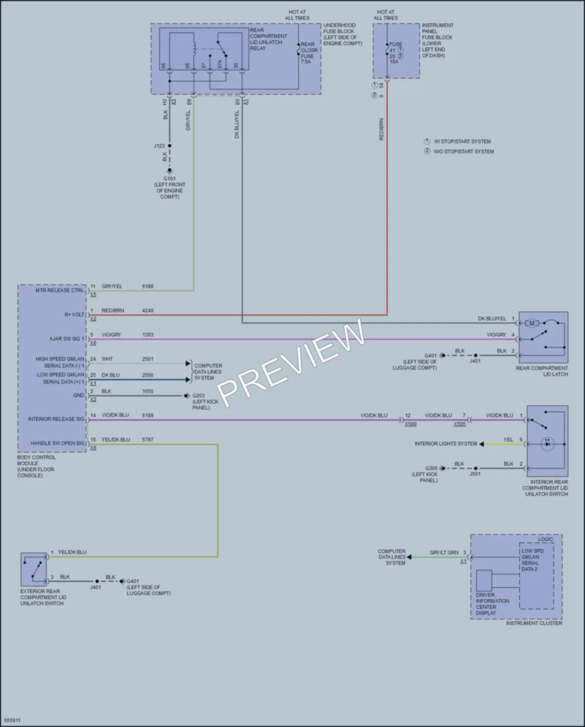 2017 Buick LaCrosse Trunk Tailgate Fuel Door wiring diagram preview
