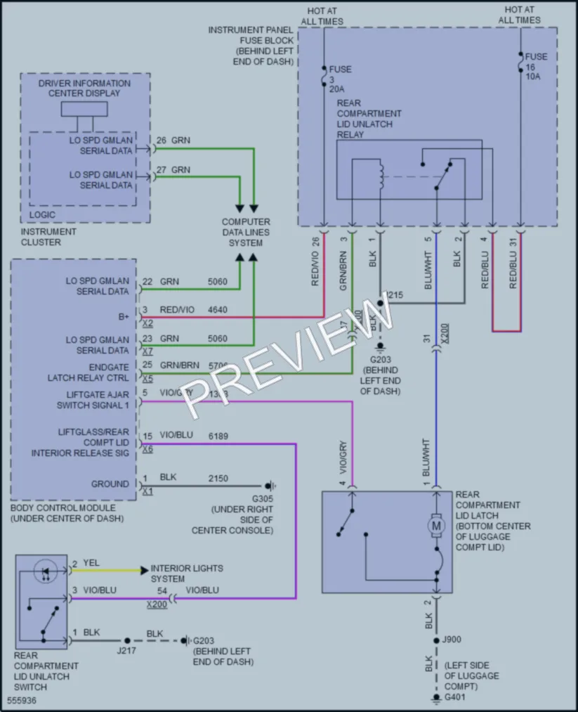 2017 Buick Verano Trunk Tailgate Fuel Door wiring diagram preview