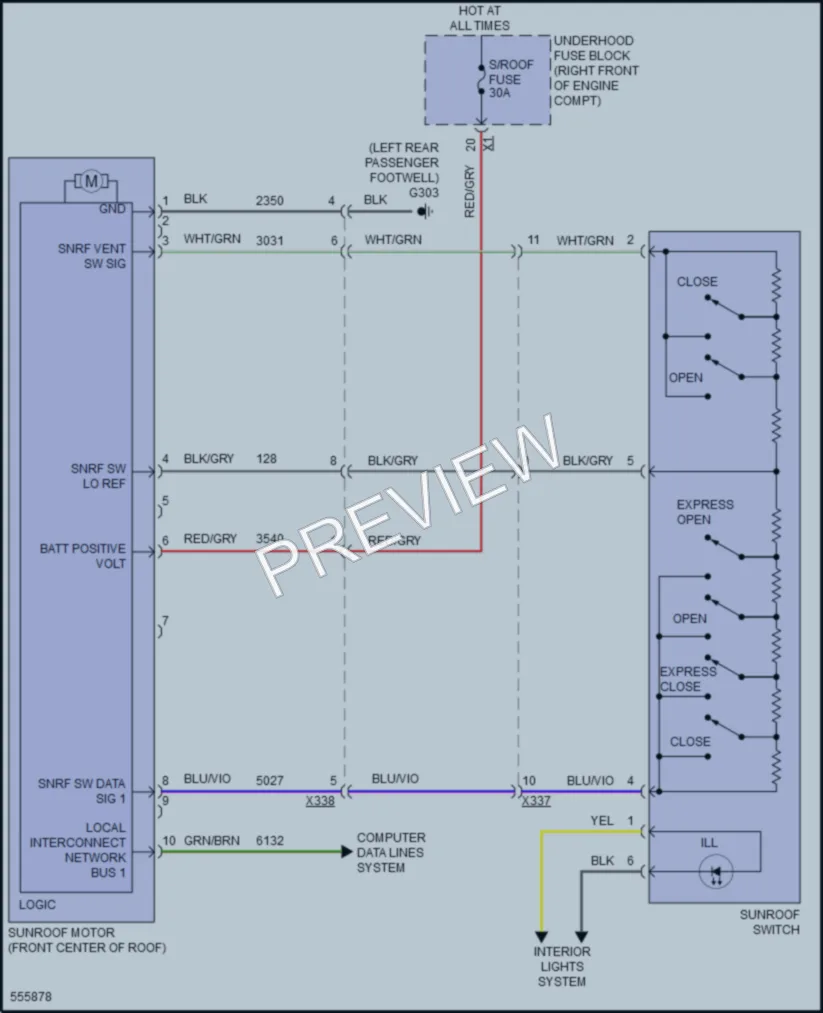 2017 Cadillac ATS Power Top Sunroof wiring diagram preview