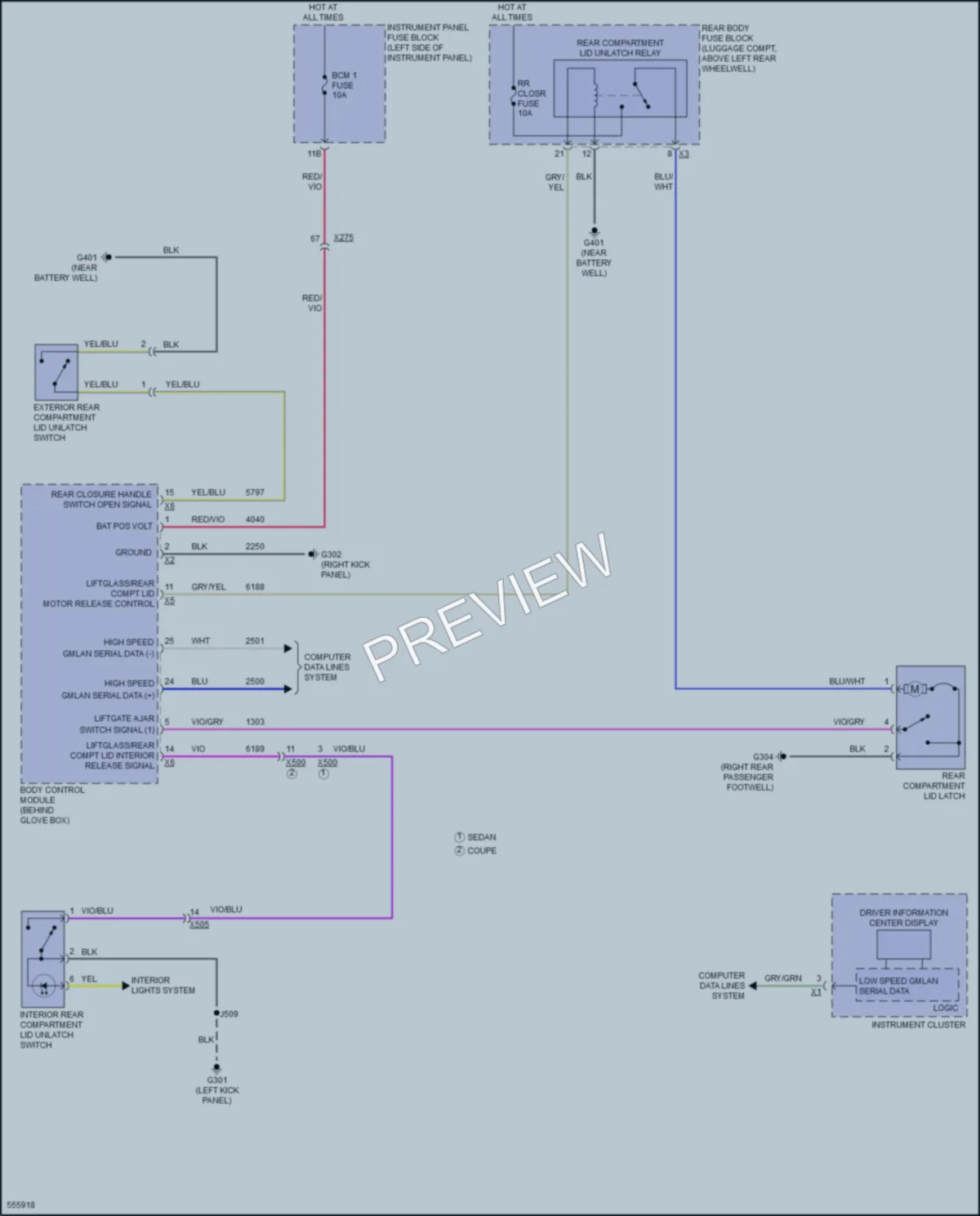 2017 Cadillac ATS Trunk Tailgate Fuel Door wiring diagram preview