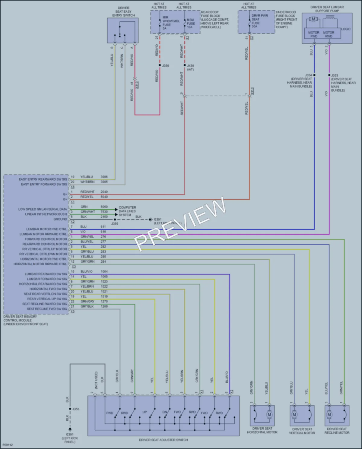 2017 Cadillac ATSV Power Seats wiring diagram preview