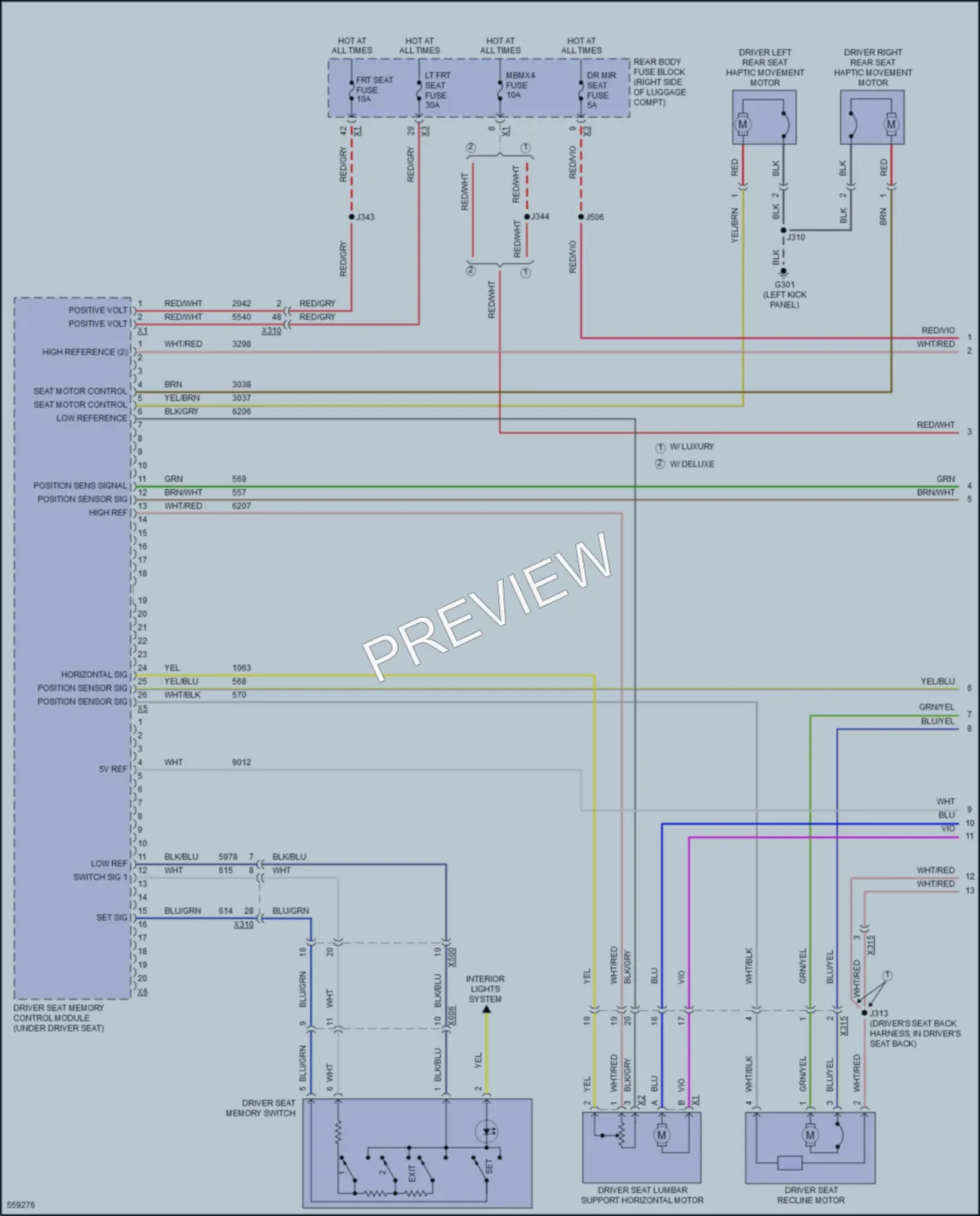 2017 Cadillac CT6 Memory Systems wiring diagram preview