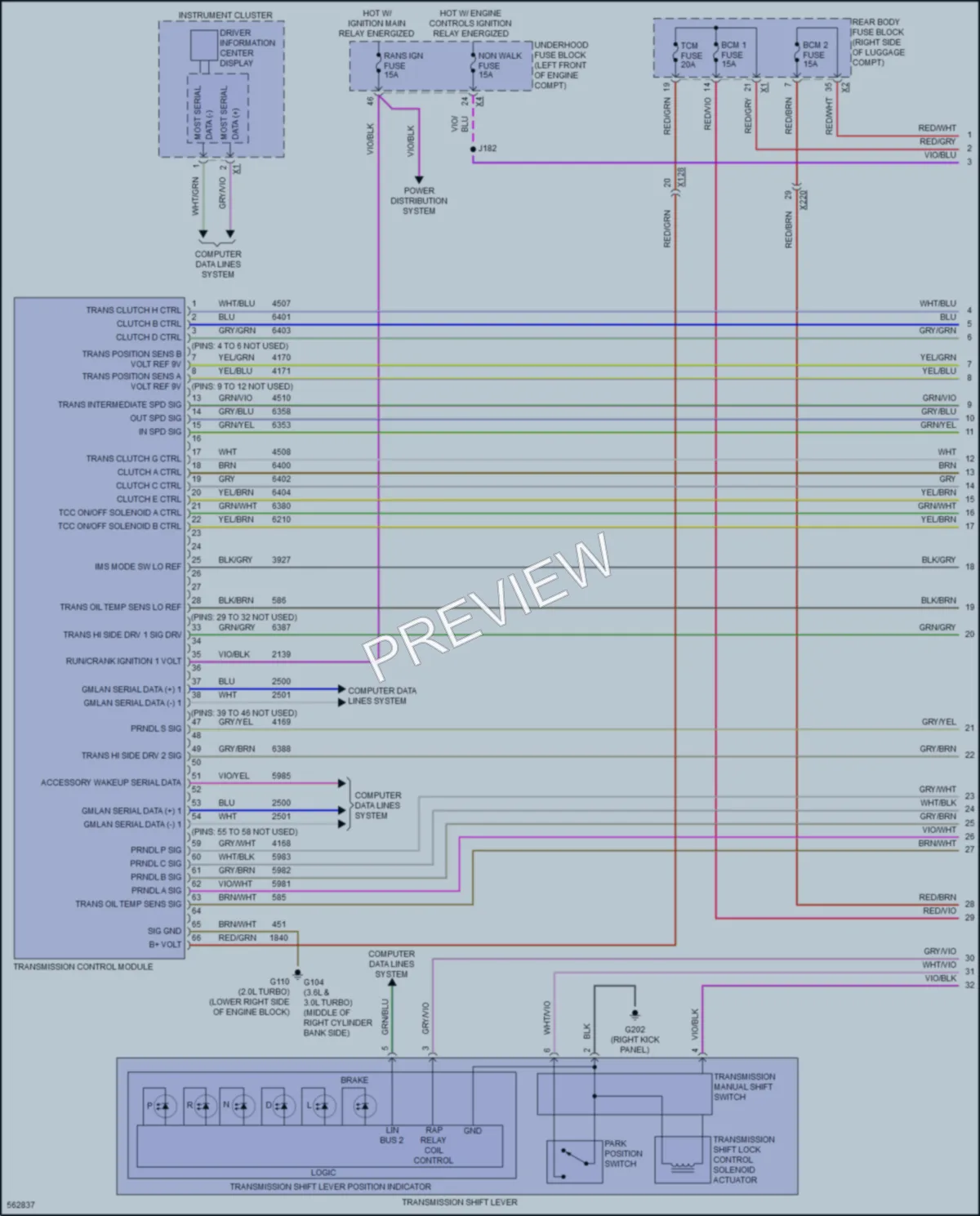 2017 Cadillac CT6 Transmission wiring diagram preview