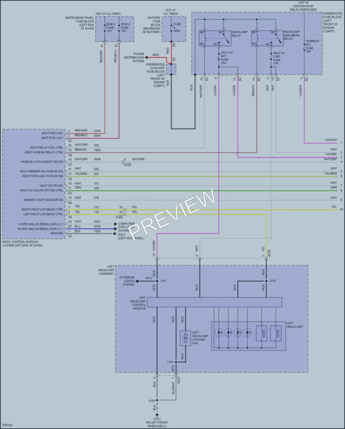 2017 Cadillac CT6PlugIn Headlights wiring diagram preview