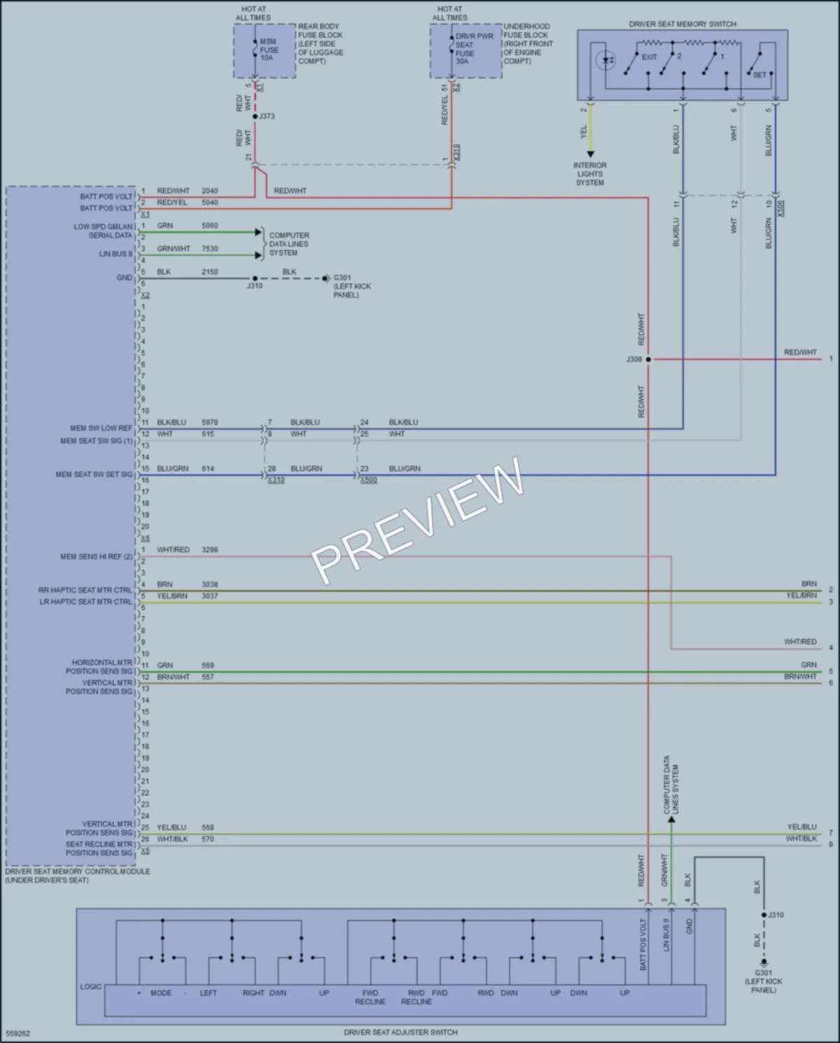 2017 Cadillac CTS Memory Systems wiring diagram preview