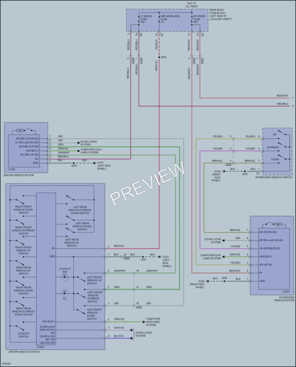 2017 Cadillac CTSV Power Windows wiring diagram preview