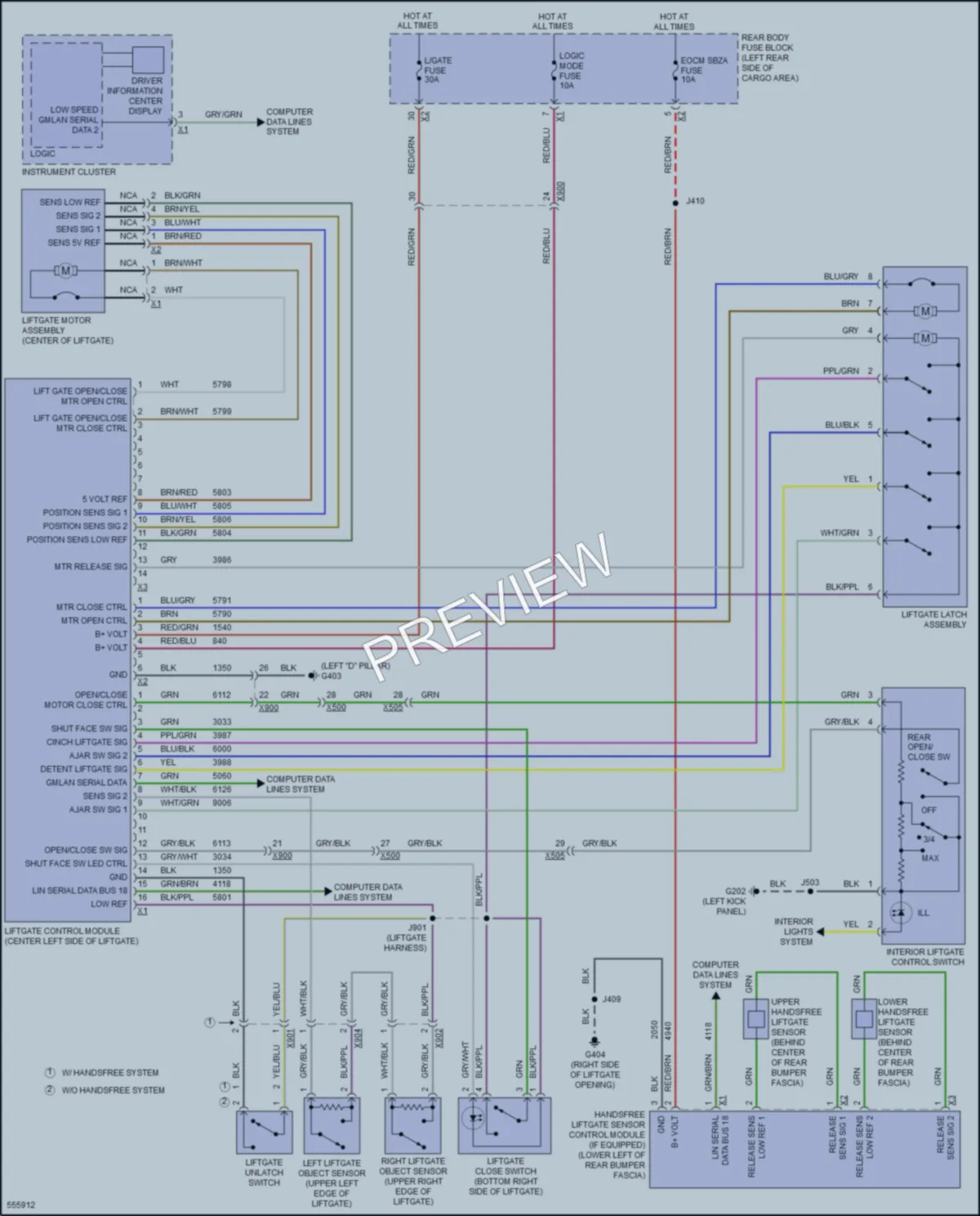 2017 Cadillac XT5 Trunk Tailgate Fuel Door wiring diagram preview