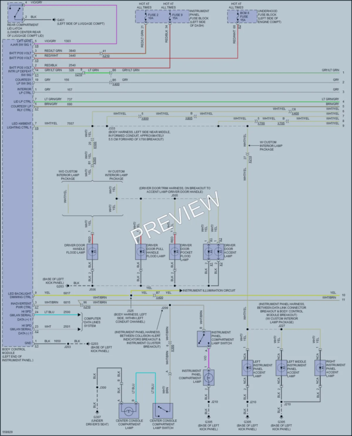 2017 Cadillac XTS Interior Lights wiring diagram preview