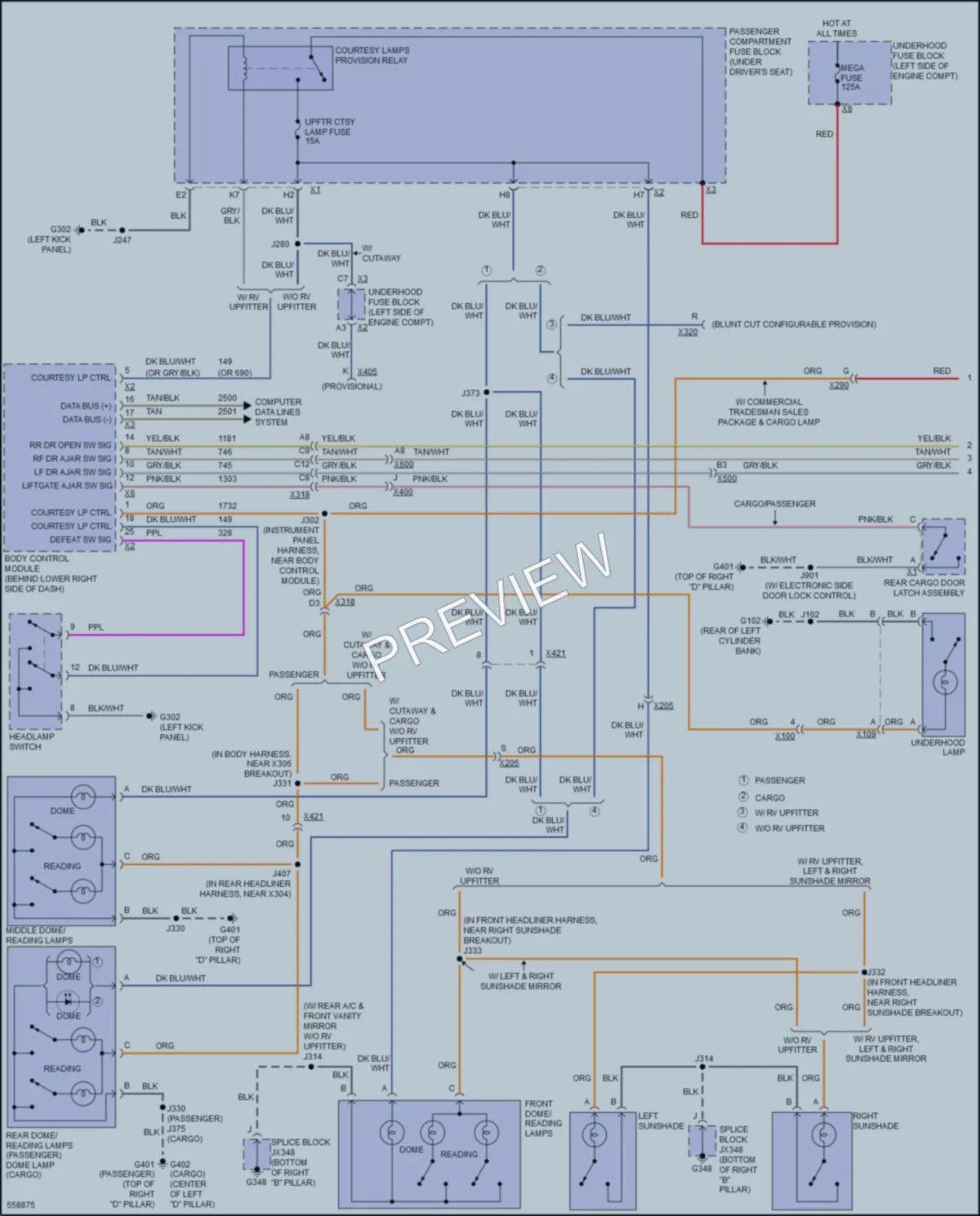 2017 Chevrolet 2500Express Interior Lights wiring diagram preview