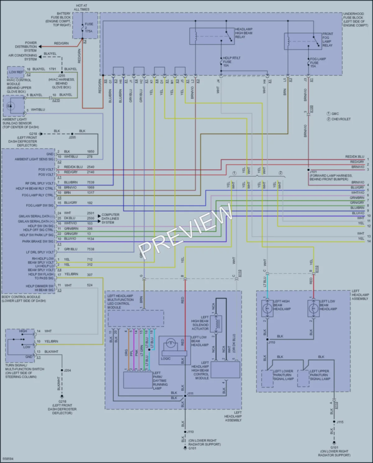 2017 Chevrolet 2500HDSilverado Headlights wiring diagram preview