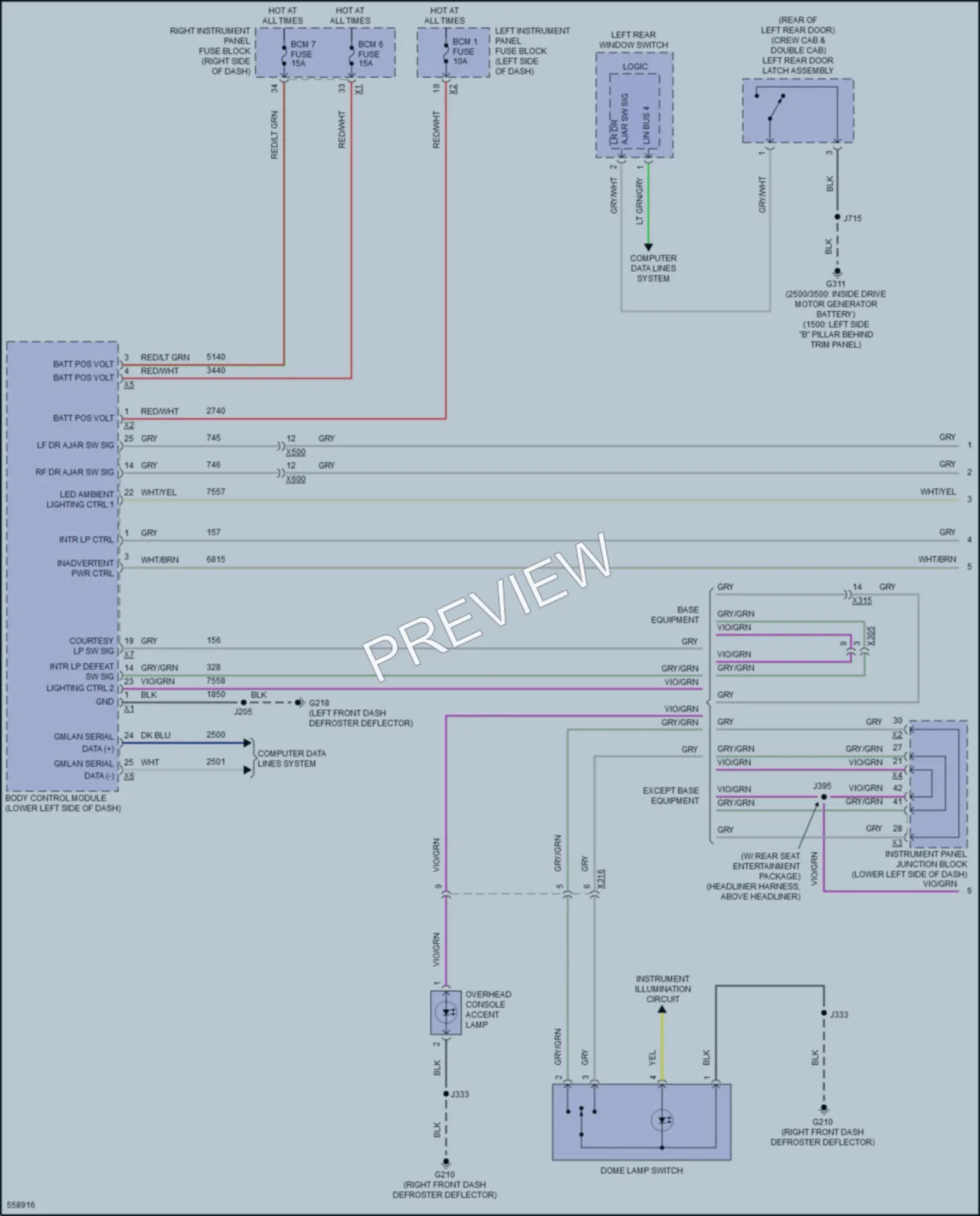 2017 Chevrolet 2500HDSilverado Interior Lights wiring diagram preview