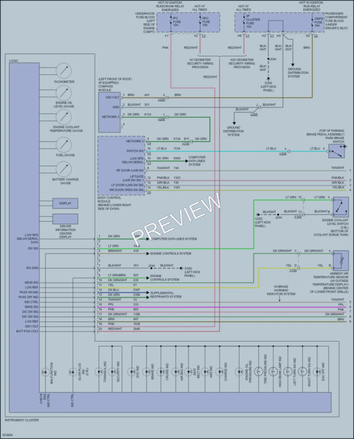 2017 Chevrolet 3500Express Instrument Cluster wiring diagram preview