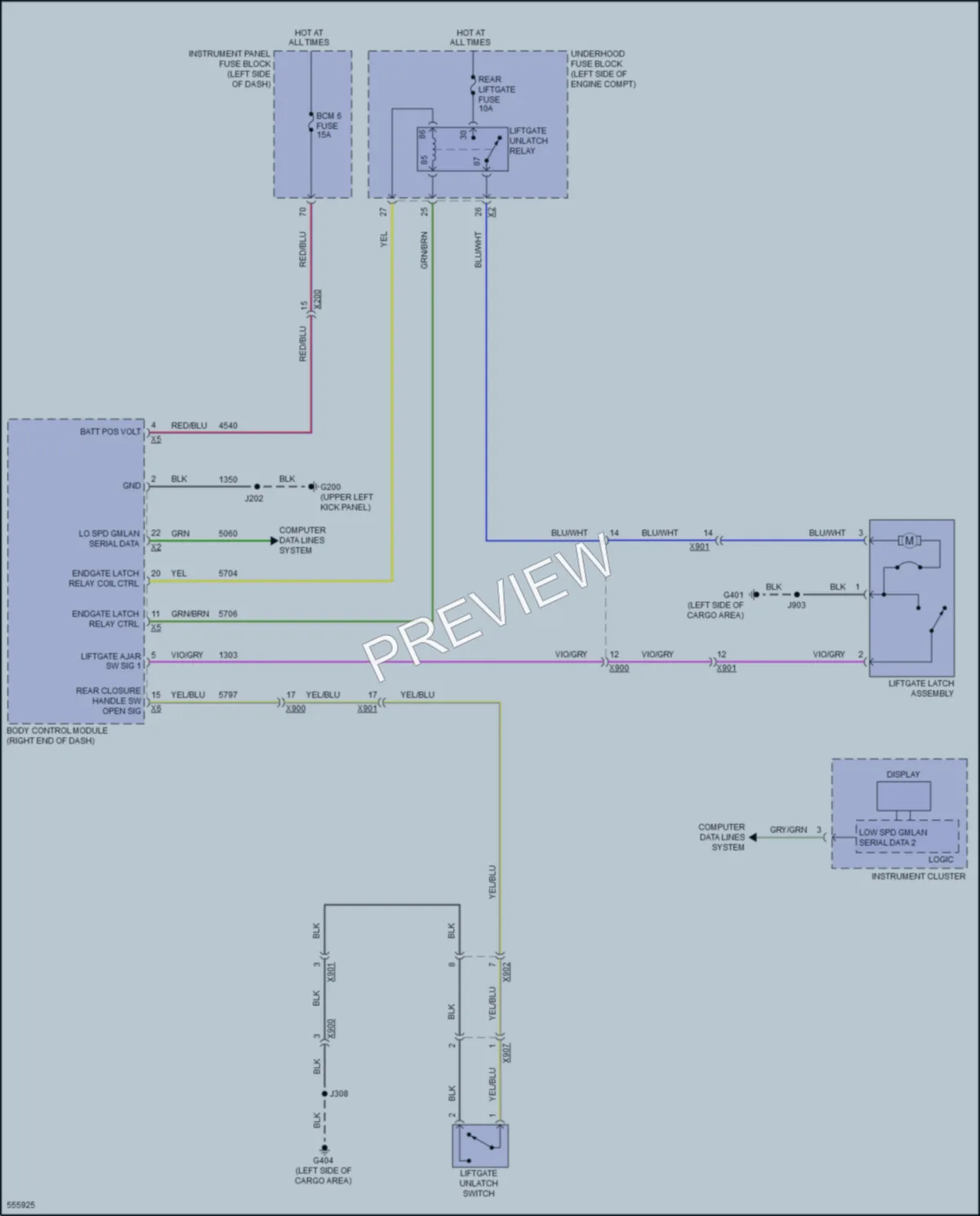 2017 Chevrolet Bolt Trunk Tailgate Fuel Door wiring diagram preview