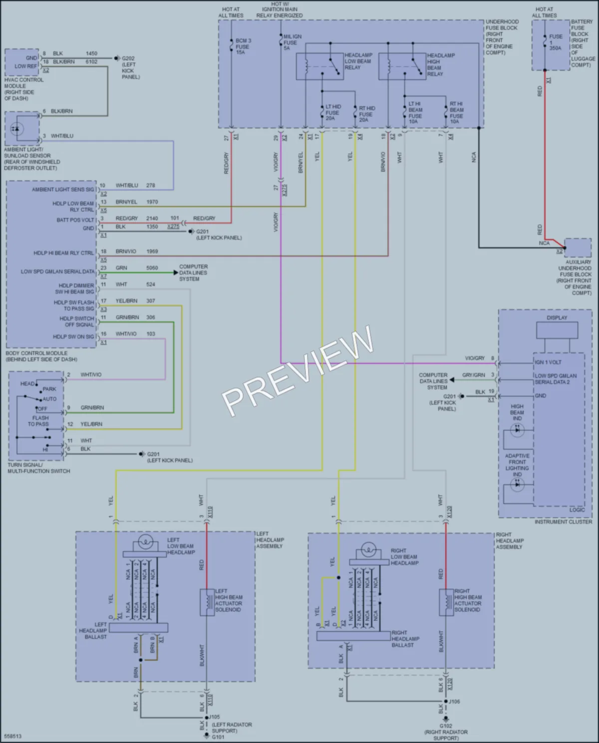 2017 Chevrolet Camaro Headlights wiring diagram preview