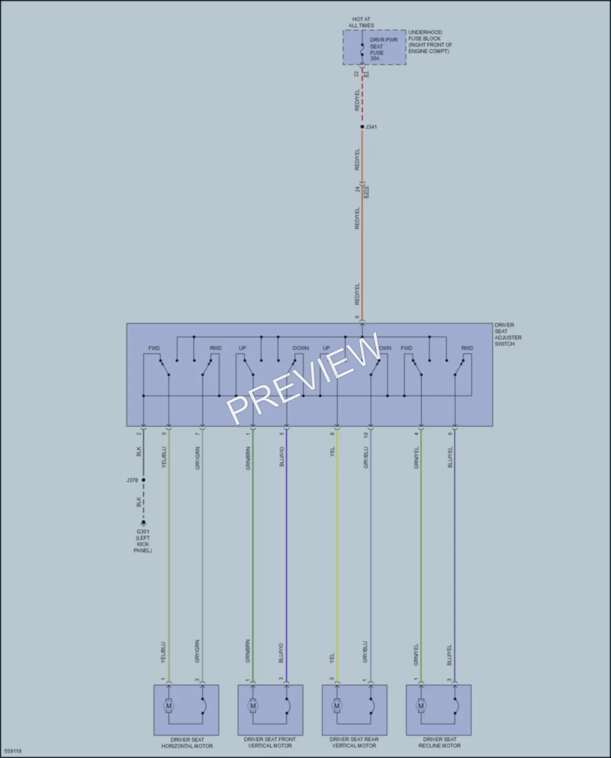 2017 Chevrolet Camaro Power Seats wiring diagram preview