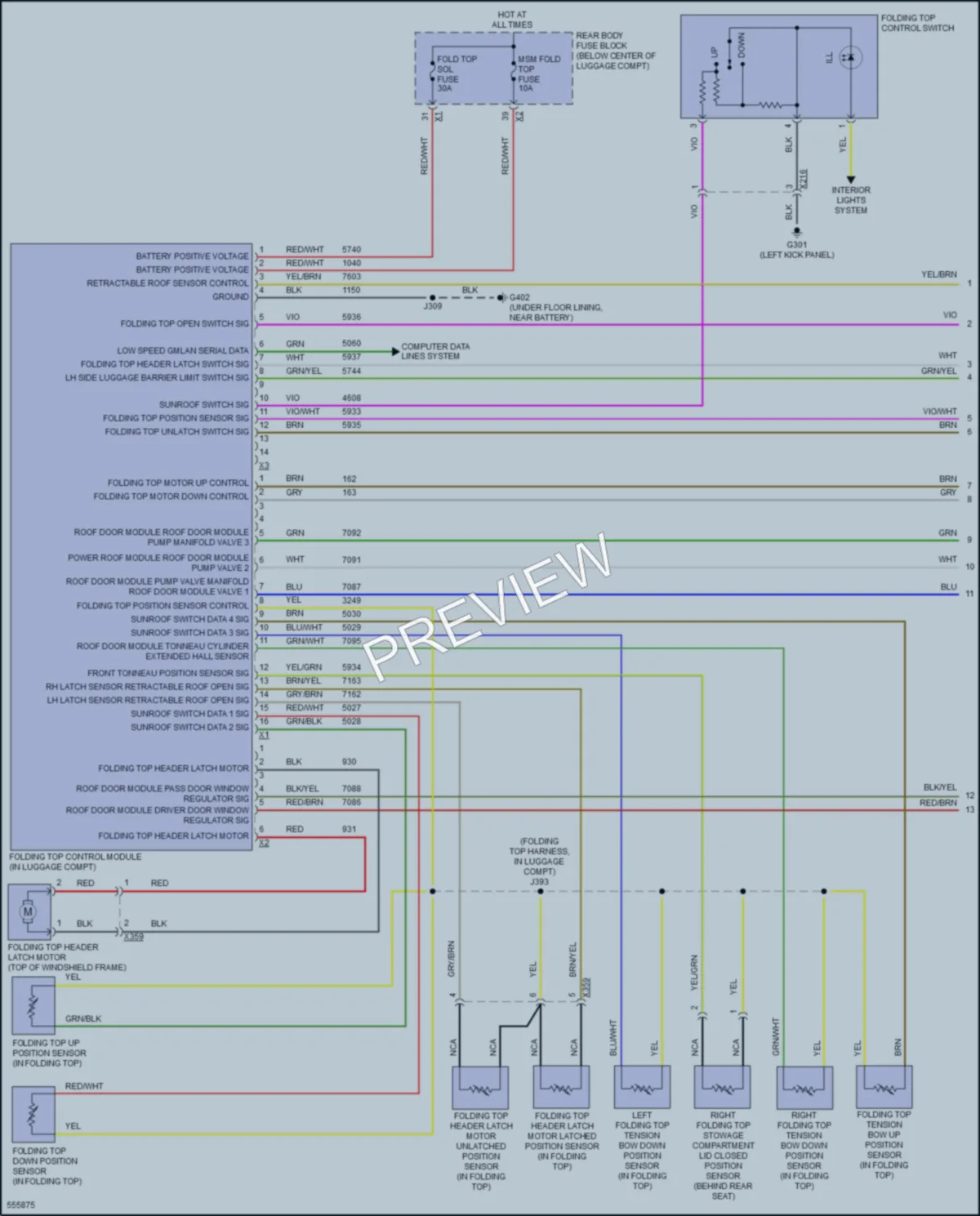 2017 Chevrolet Camaro Power Top Sunroof wiring diagram preview