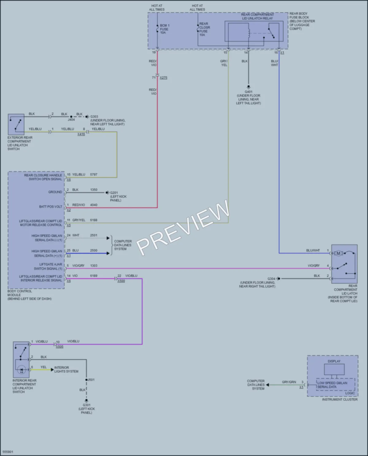 2017 Chevrolet Camaro Trunk Tailgate Fuel Door wiring diagram preview
