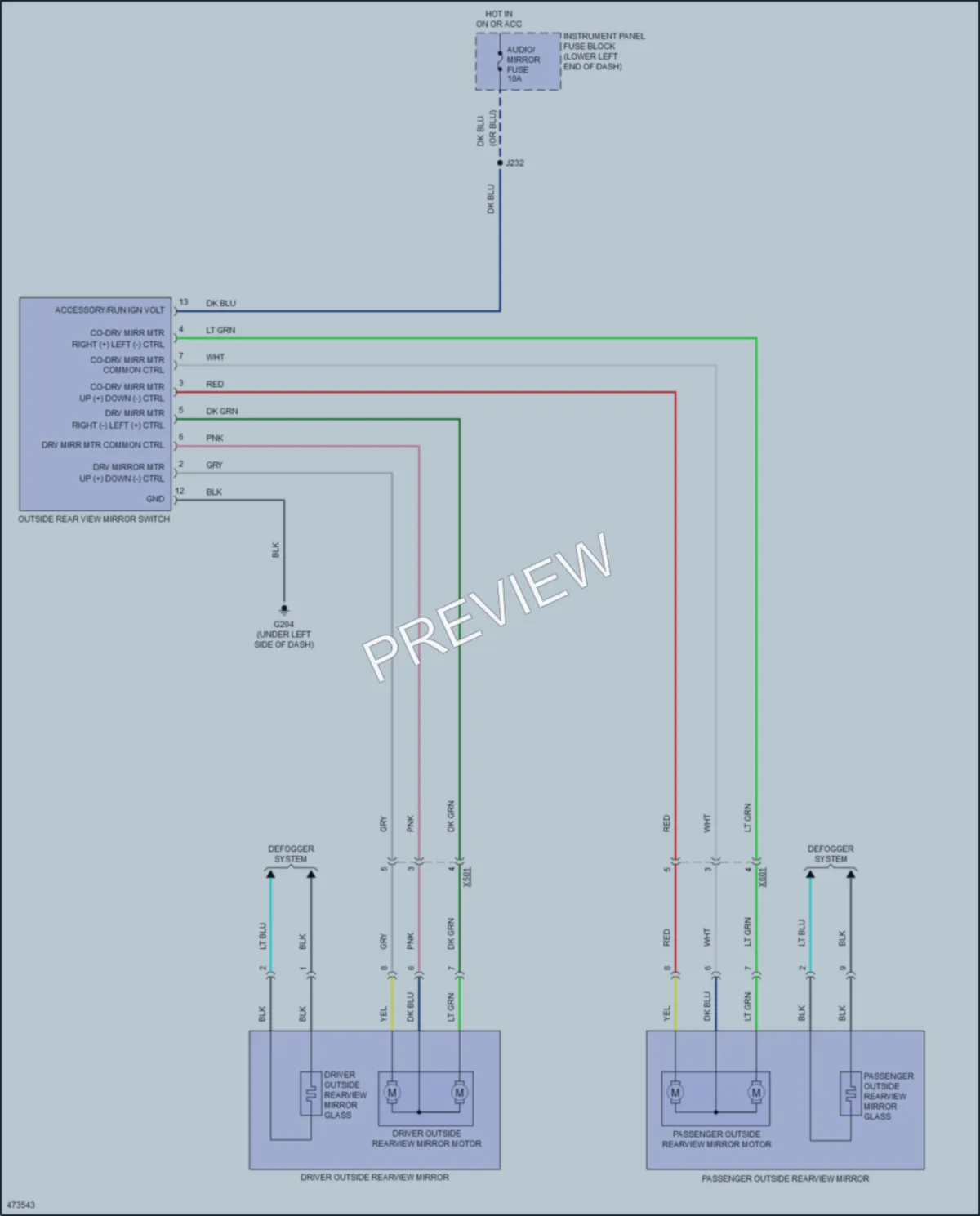 2017 Chevrolet CityExpress Power Mirrors wiring diagram preview