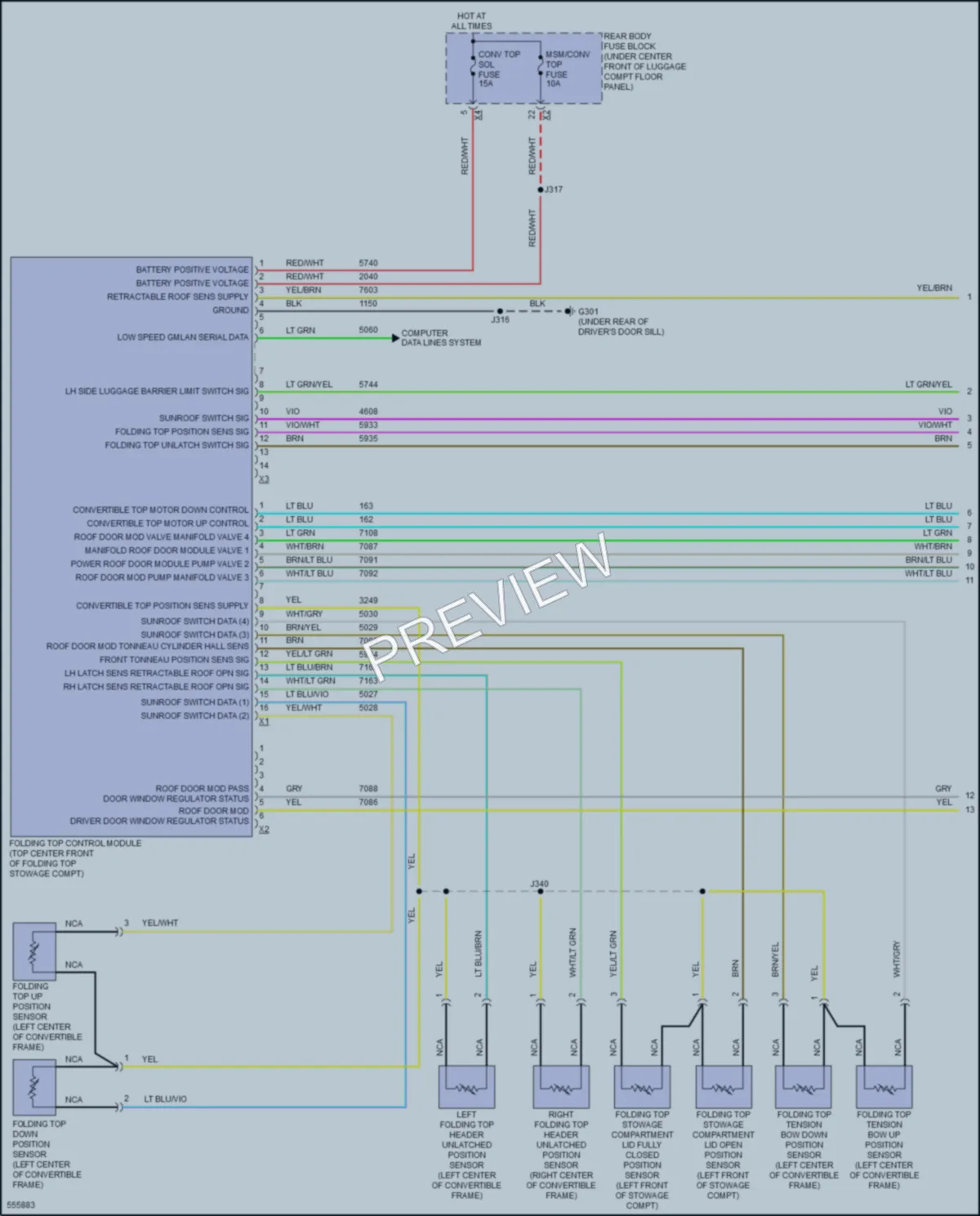 2017 Chevrolet CorvetteGrandSport Power Top Sunroof wiring diagram preview