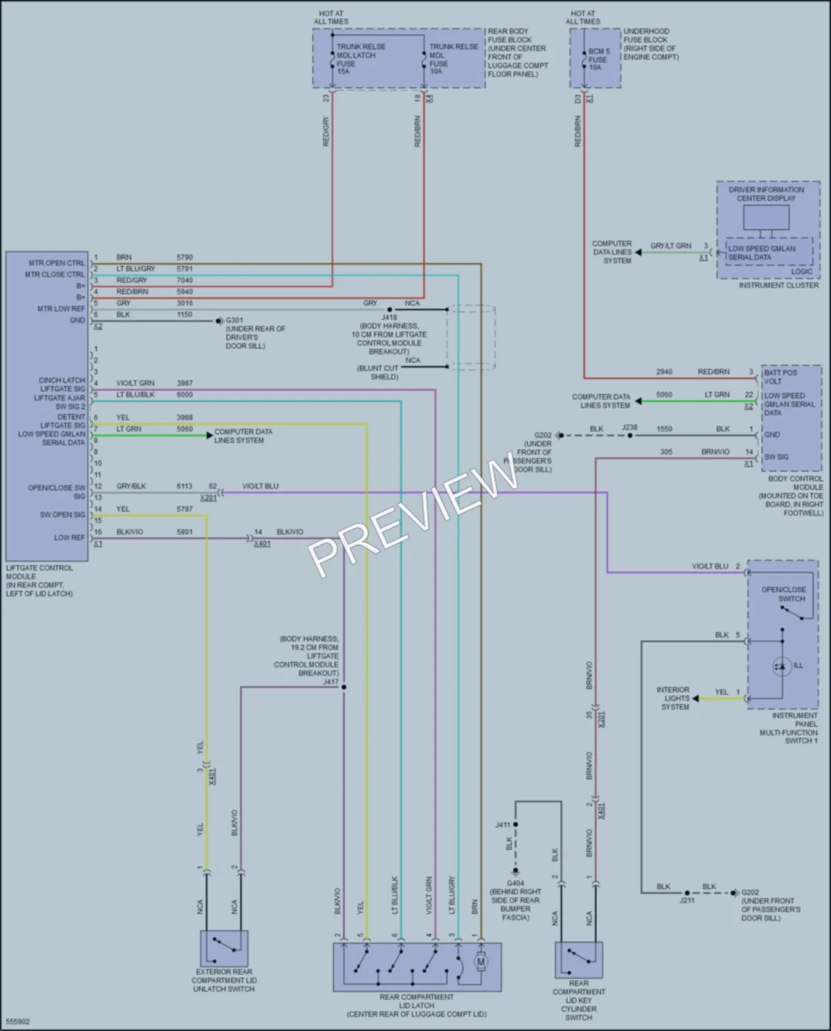 2017 Chevrolet CorvetteGrandSport Trunk Tailgate Fuel Door wiring diagram preview