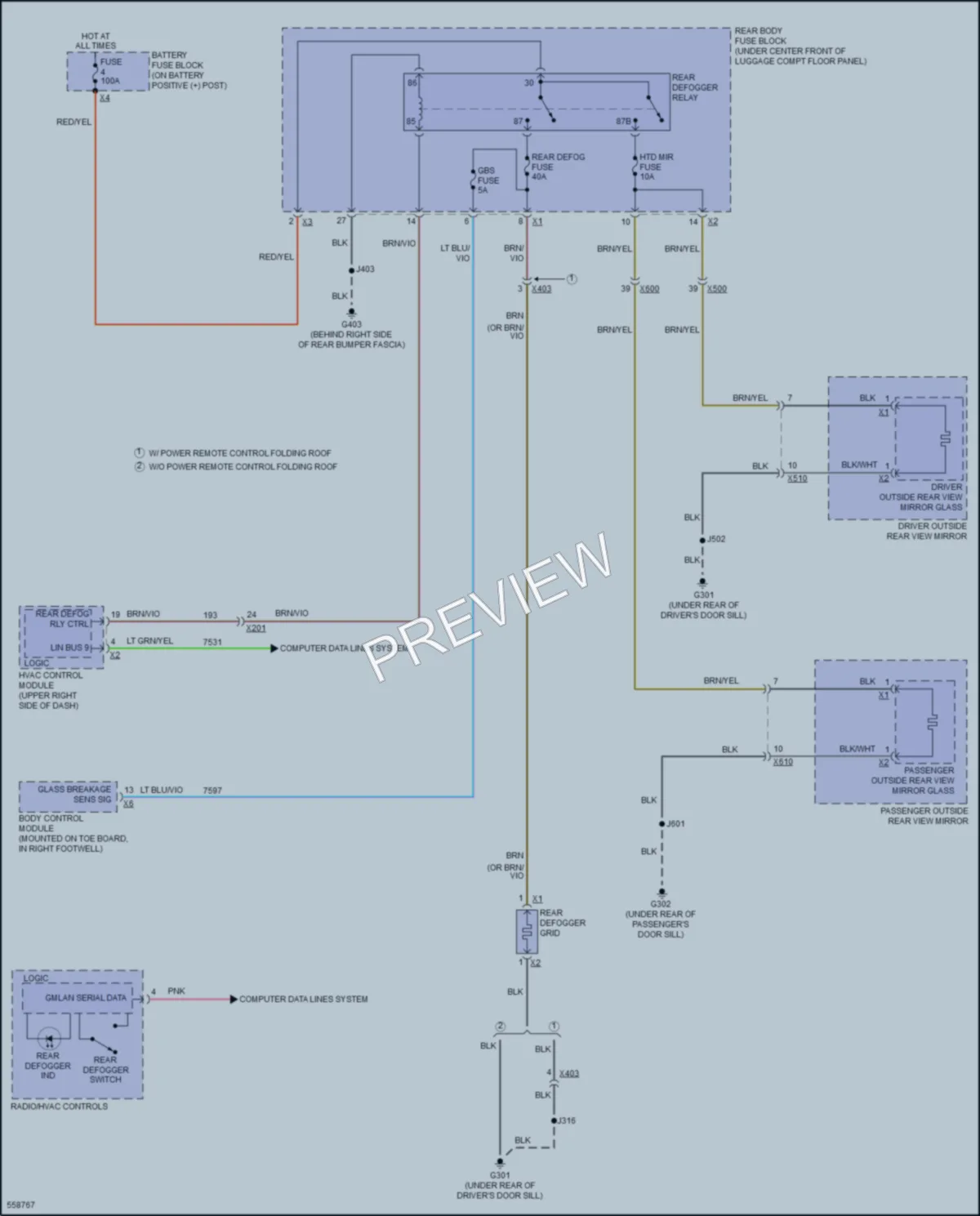 2017 Chevrolet CorvetteStingray Defoggers wiring diagram preview