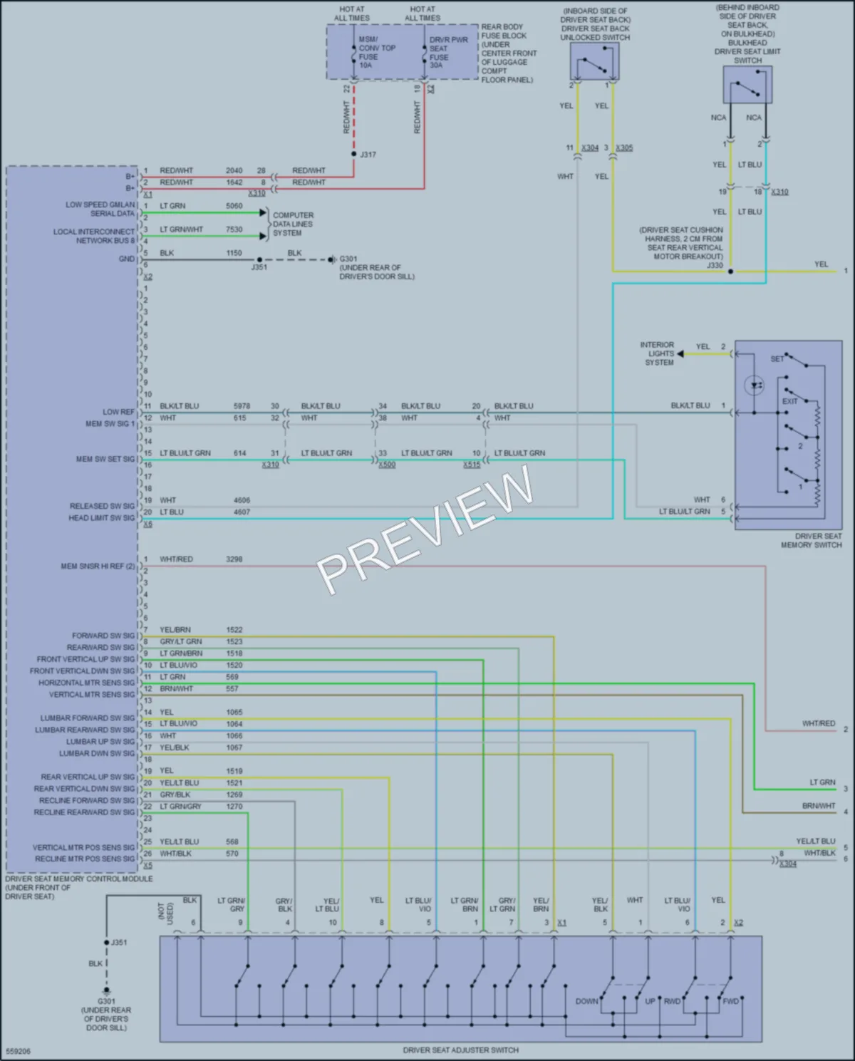 2017 Chevrolet CorvetteStingray Memory Systems wiring diagram preview