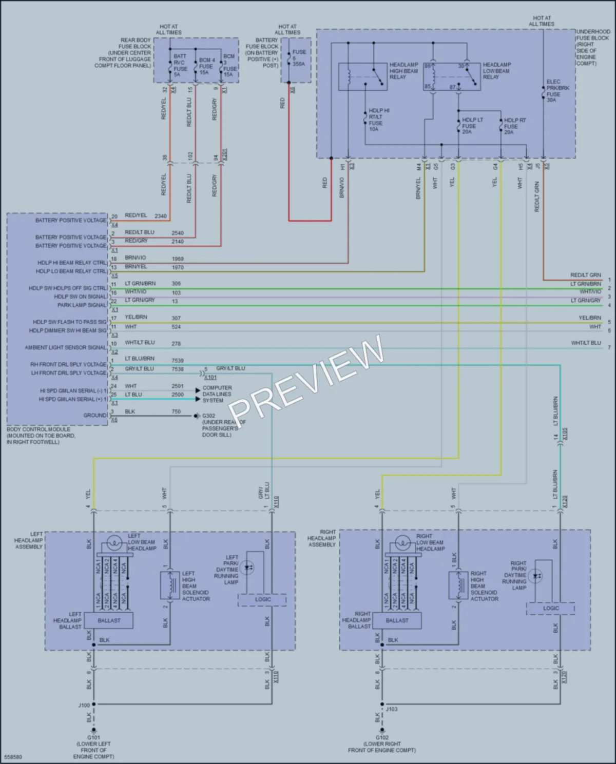 2017 Chevrolet CorvetteZ06 Headlights wiring diagram preview