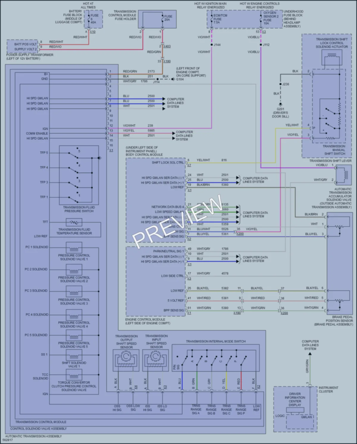 2017 Chevrolet Cruze Transmission wiring diagram preview