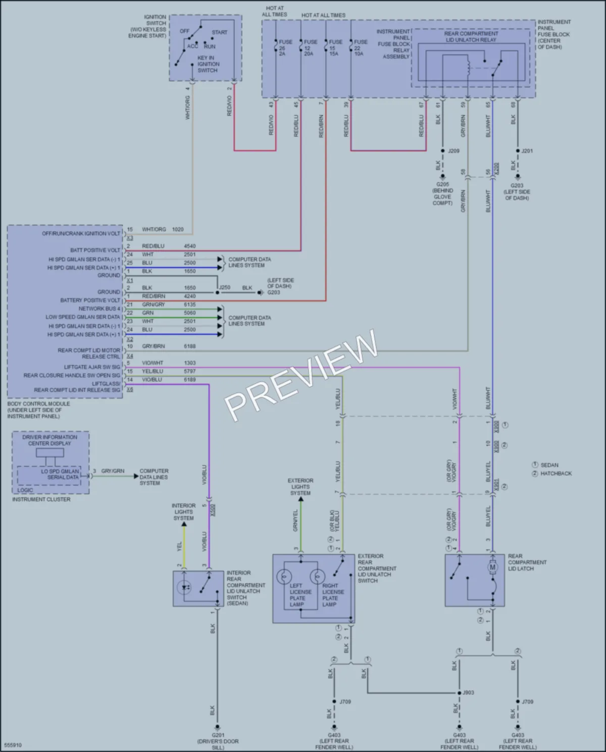 2017 Chevrolet Cruze Trunk Tailgate Fuel Door wiring diagram preview
